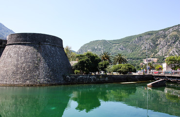 Kotor, Montenegro. Old fortress of Kotor, Montenegro. Tower and wall.