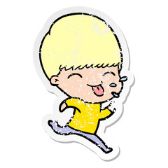 distressed sticker of a cartoon rude man