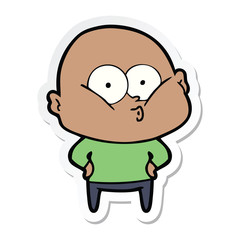 sticker of a cartoon bald man staring