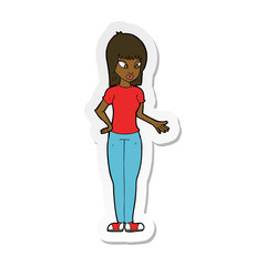 sticker of a cartoon woman explaining