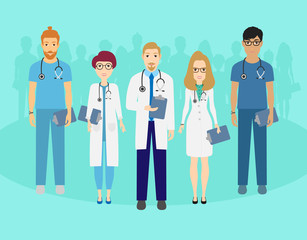 Set of doctors characters. Medical team concept in vector illustration design. Eps 10