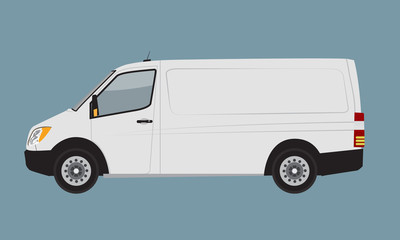 White Cargo Business Van mock up for Brand and Corporate identity. Freight Mini Van Vehicle flat vector illustration.
