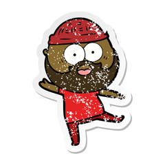 distressed sticker of a cartoon bearded man