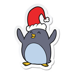 sticker of a happy christmas penguin