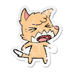 Obraz na płótnie Canvas distressed sticker of a angry cartoon fox