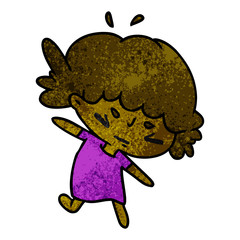 textured cartoon of a cute kawaii girl