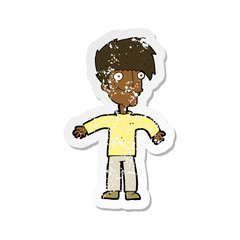 retro distressed sticker of a cartoon happy man