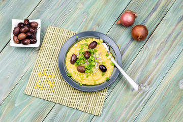 Greek cuisine. Mashed from plant ranks (lathyrus, legumes)