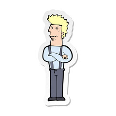 sticker of a cartoon annoyed man