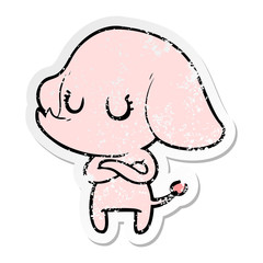 distressed sticker of a cute cartoon elephant