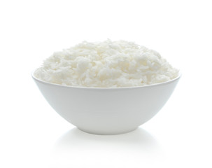 rice in bowl isolated on white background