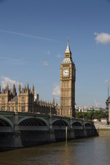 Fototapeta na wymiar Big Ben at the end of Westminster Bridge, London