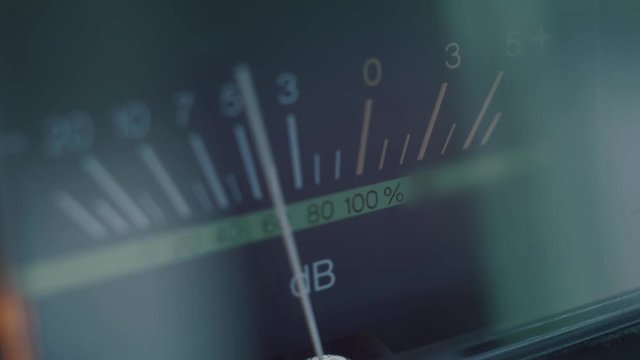 Power Amplifier Analog Audio Level dB Meter with Shallow Depth of Field