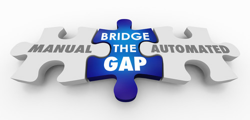 Manual Automated Bridge the Gap Puzzle Pieces 3d Illustration