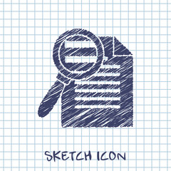 Search in file icon. Find in document symbol. Vector sketch