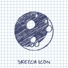 Moon sketch. Vector illustration.