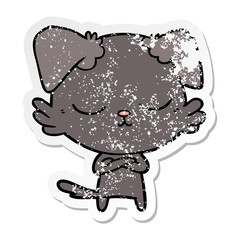 distressed sticker of a cute cartoon dog