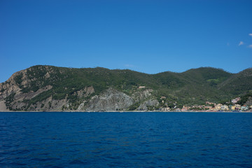 Fototapeta premium Italy, Cinque Terre, Monterosso, Monterosso al Mare, SCENIC VIEW OF SEA AGAINST CLEAR BLUE SKY