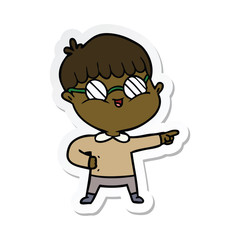 sticker of a cartoon boy wearing spectacles