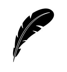 Vector feather icon silhouette isolated on white background illustration 