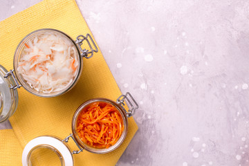 Jars of fermented vegetables.