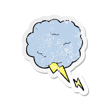 recommend clip art: retro distressed sticker of a cartoon thundercloud symbol