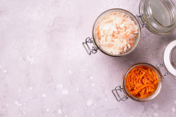 Jars of fermented vegetables.