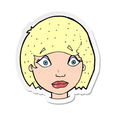 sticker of a cartoon worried female face