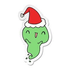 christmas sticker cartoon of kawaii ghost