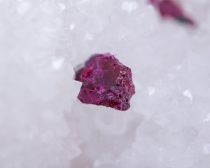 Top quality A grade small rough RUBY crystals from Tanzania on crystalline druzy center of clear...