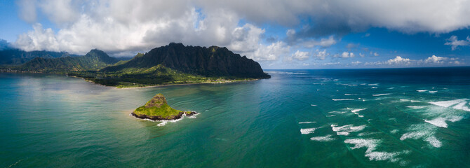 Aerial panorama of Mokolii,Oahu, Hawaii.