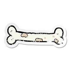 distressed sticker of a cartoon bone
