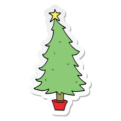sticker of a cartoon christmas tree