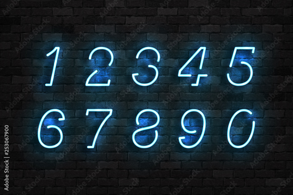 Fototapete vector set of realistic isolated neon sign of numbers logo for template decoration and layout coveri