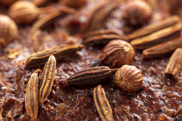 Sesame rye bread as a background