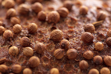 Sesame rye bread as a background