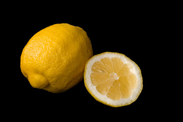 lemon on black background