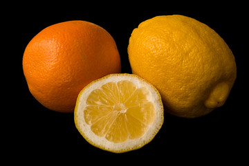 fresh oranges on white background