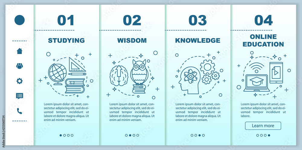 Wall mural gaining knowledge onboarding mobile web pages vector template