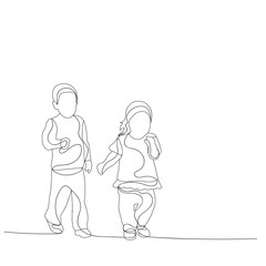 vector, isolated, sketch, simple lines child, boy and girl