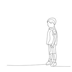 sketch, simple lines child, boy looking