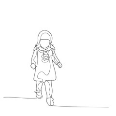 vector, isolated, sketch, simple lines baby girl