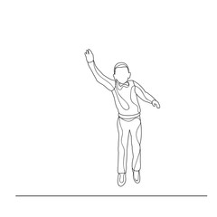 vector, isolated, sketch, simple lines child, boy jumping