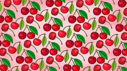 Vector Illustration of Cherries Pattern Sketch Style