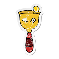 distressed sticker of a cute cartoon school bell