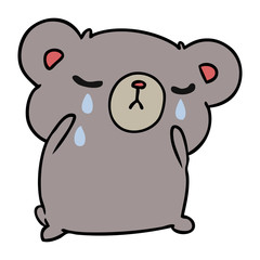 cartoon of a cute crying bear