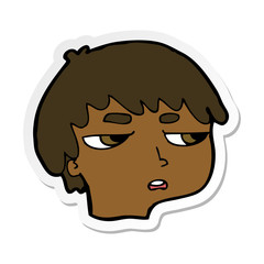 sticker of a cartoon annoyed boy