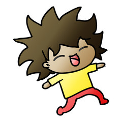 gradient cartoon of cute kawaii girl