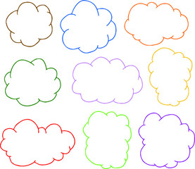 Colorful Rough sketch of a cute cloud type frame set