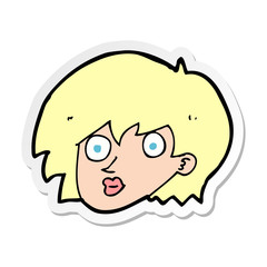 sticker of a cartoon surprised female face
